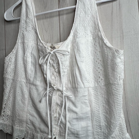 Miss Me White Eyelet Lace-Up Blouse - Picture 2 of 7